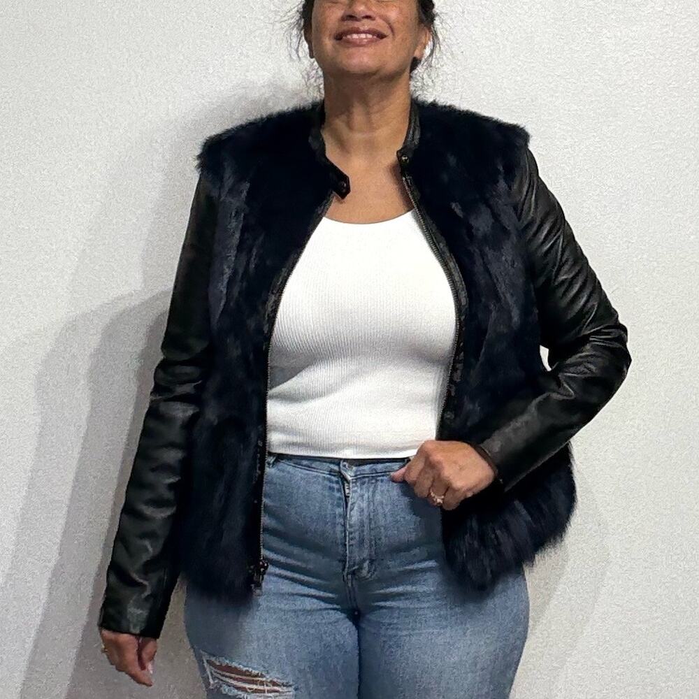 Ashley B Black Fur Jacket Sz M NWT